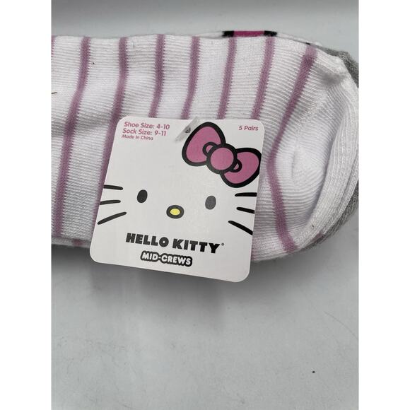 Hello Kitty Sanrio Mid Crew 5 Pair Socks Women's Size 9-11 NEW-Fast Ship - Picture 2 of 5